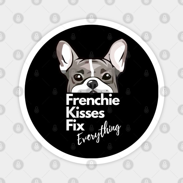 Blue french bulldog kiss for frenchie lover Magnet by Collagedream